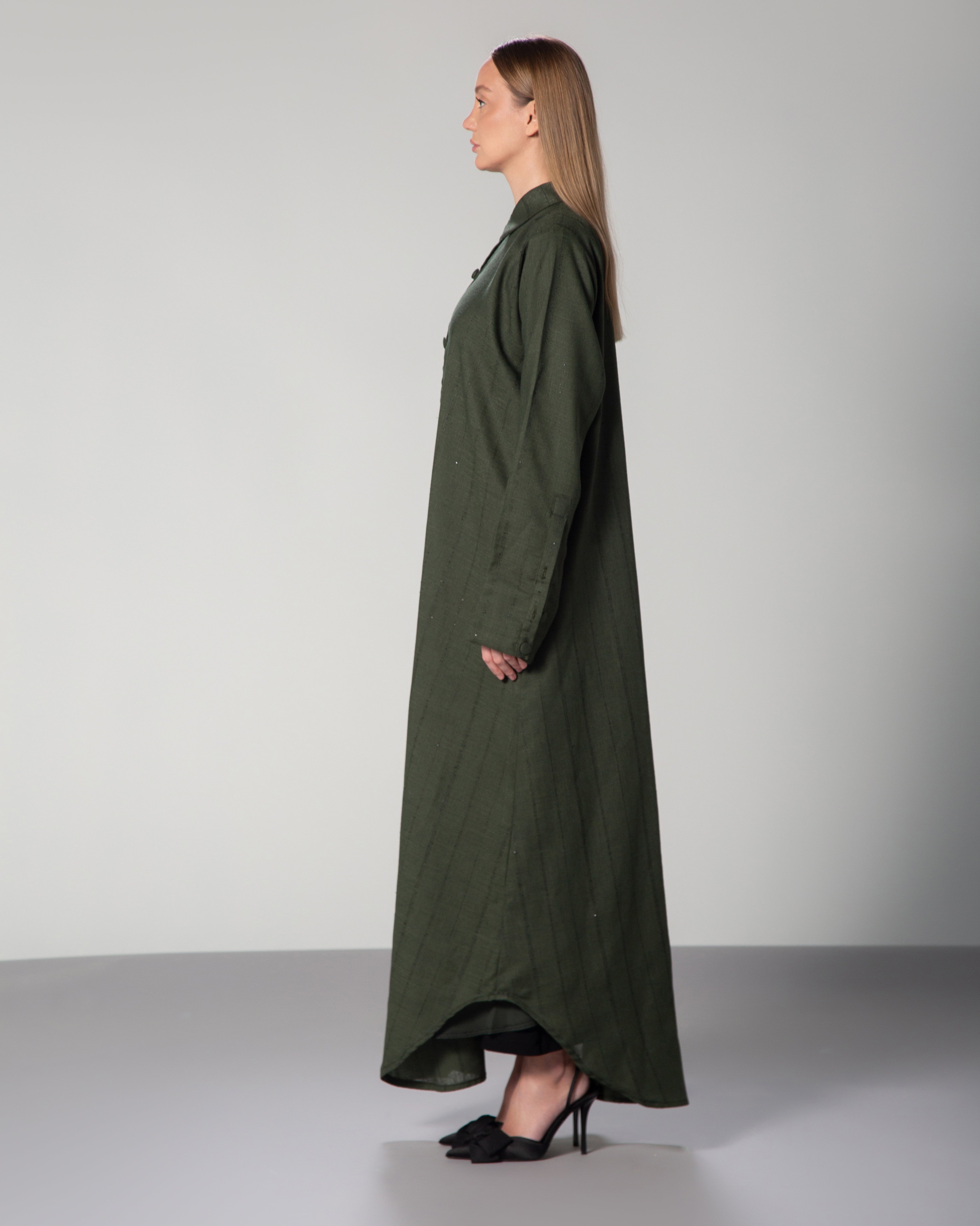 Beautifully crafted abaya made from unique linen fabric, delicately adorned with tiny shimmering sequins middle east saudi kuwait qatar modest fashion