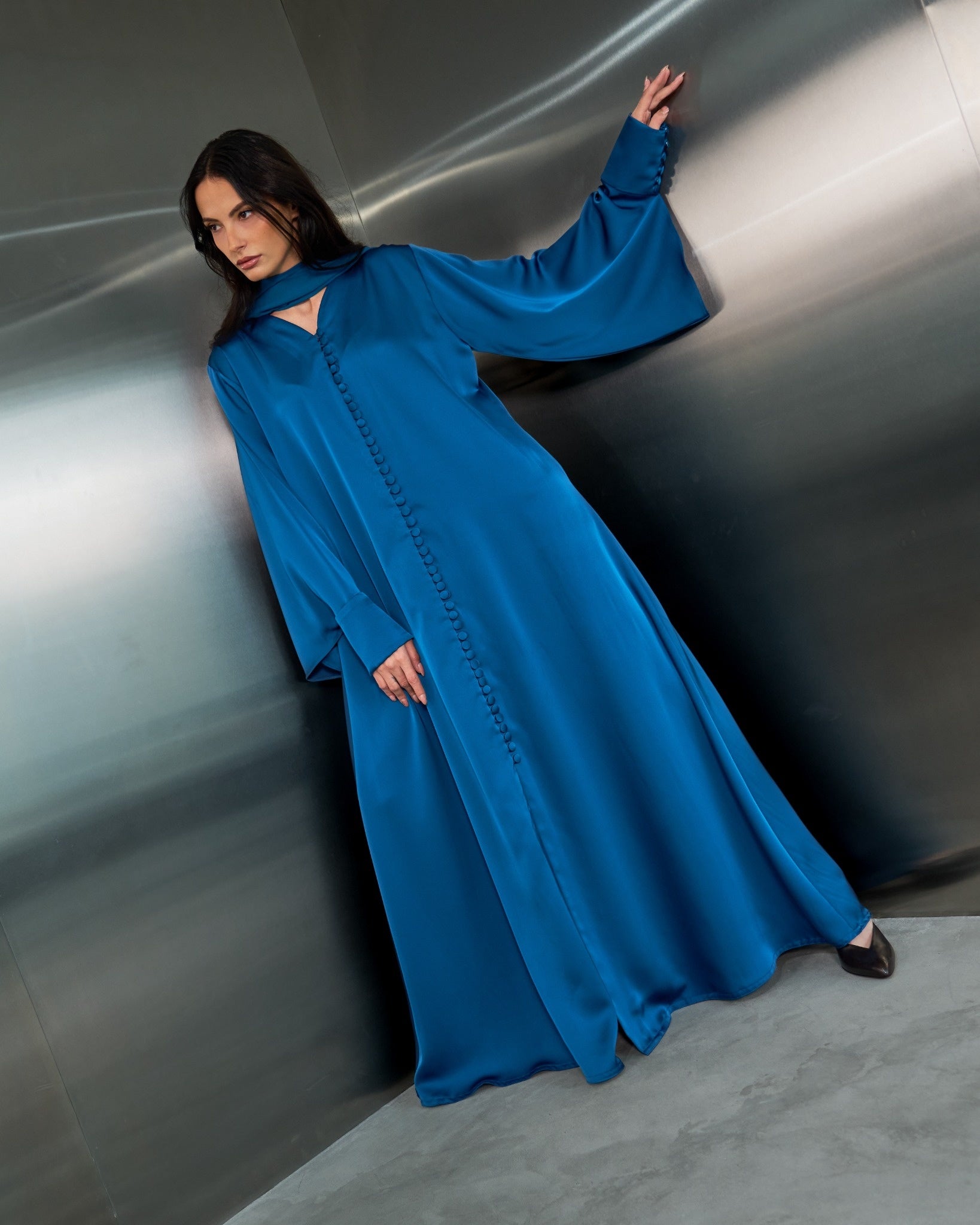 The Muse Abaya Dress  – Petrol