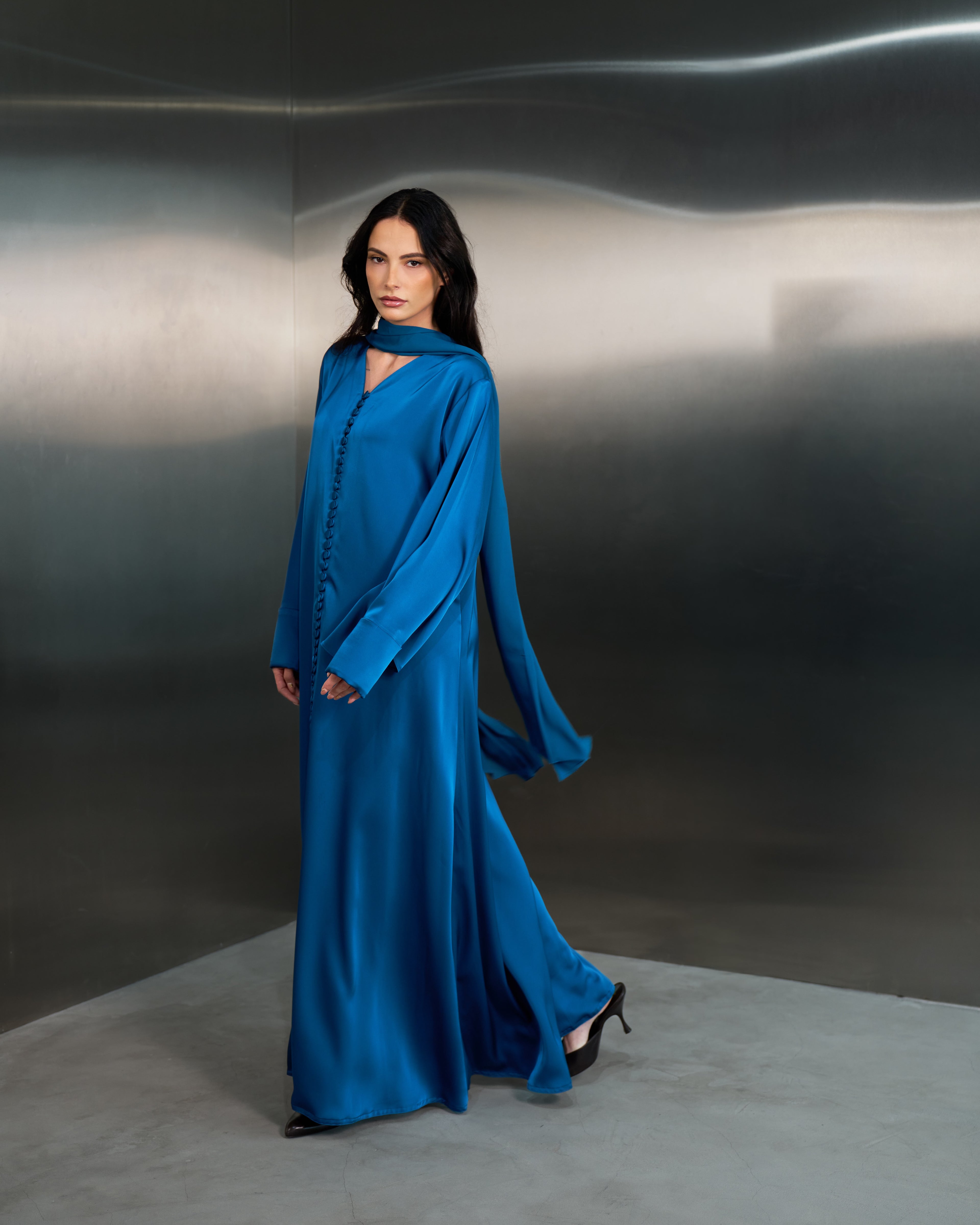 The Muse Abaya Dress  – Petrol