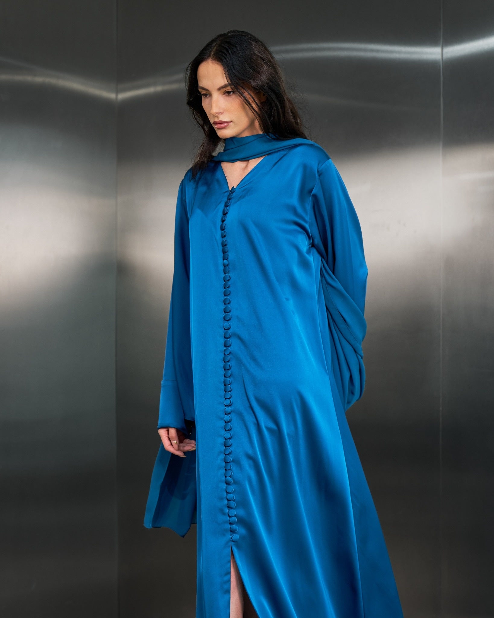 The Muse Abaya Dress  – Petrol