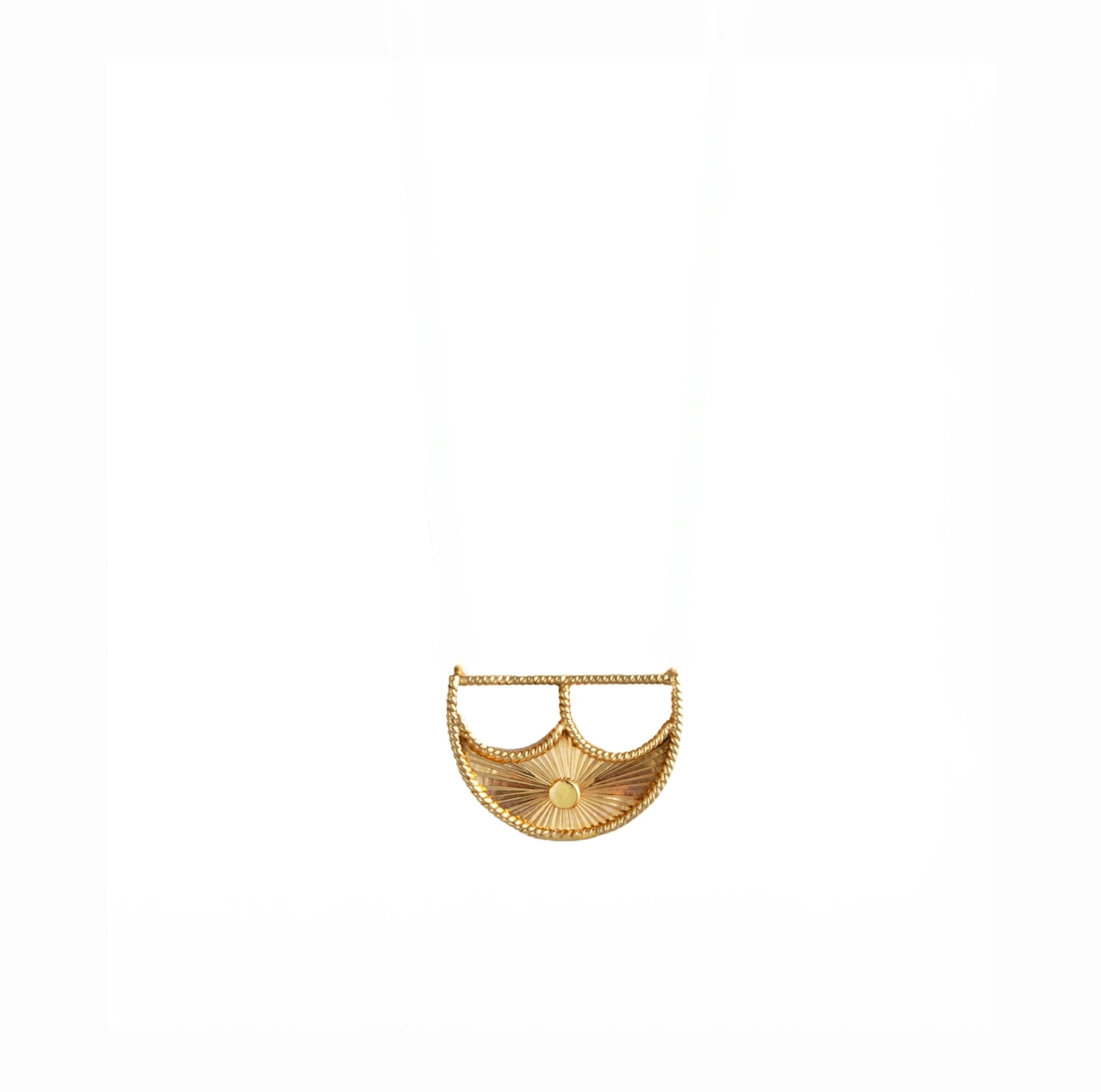 Batoolah Brooch 18K Gold in polished 18K solid gold, displayed against a neutral background highlighting its traditional Middle Eastern design KSA UAE Qatar
