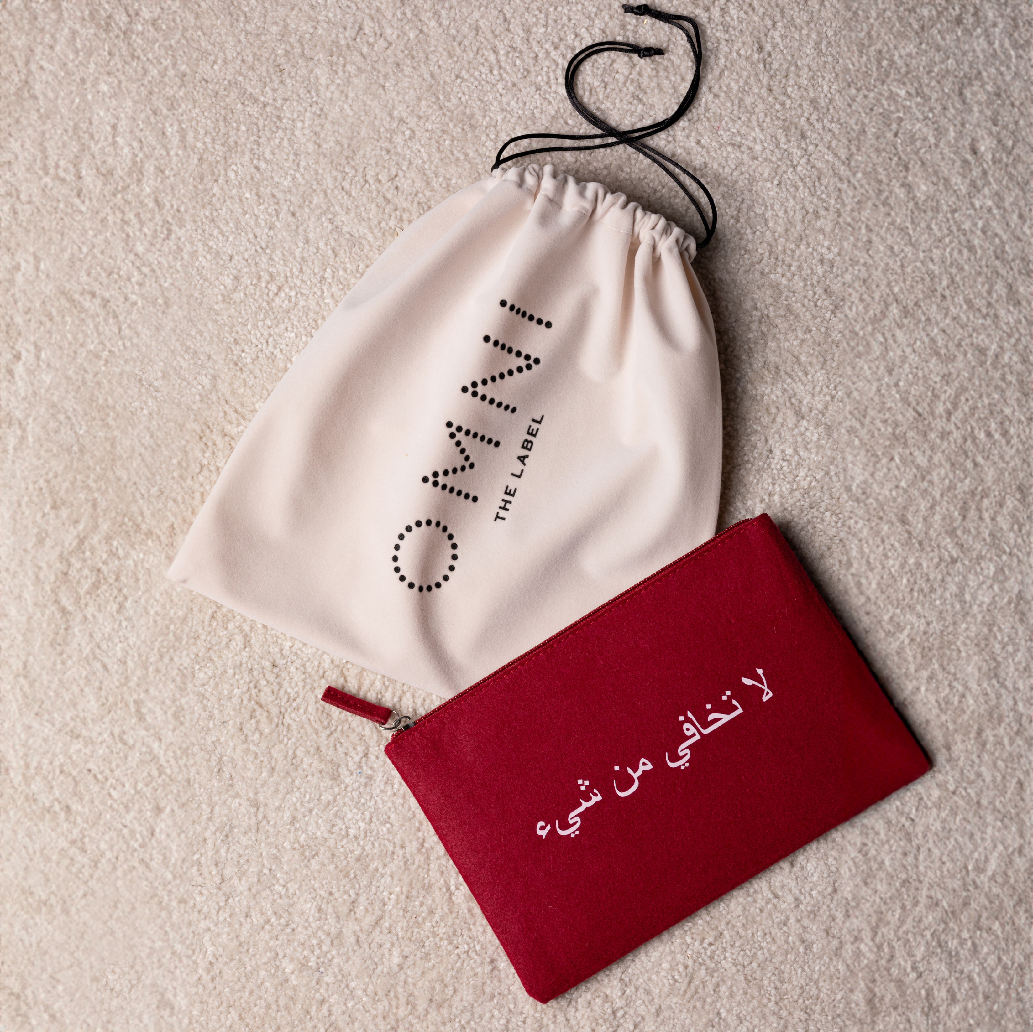 Burgundy pouch  comes with soft dust bag UAE KSA Qatar