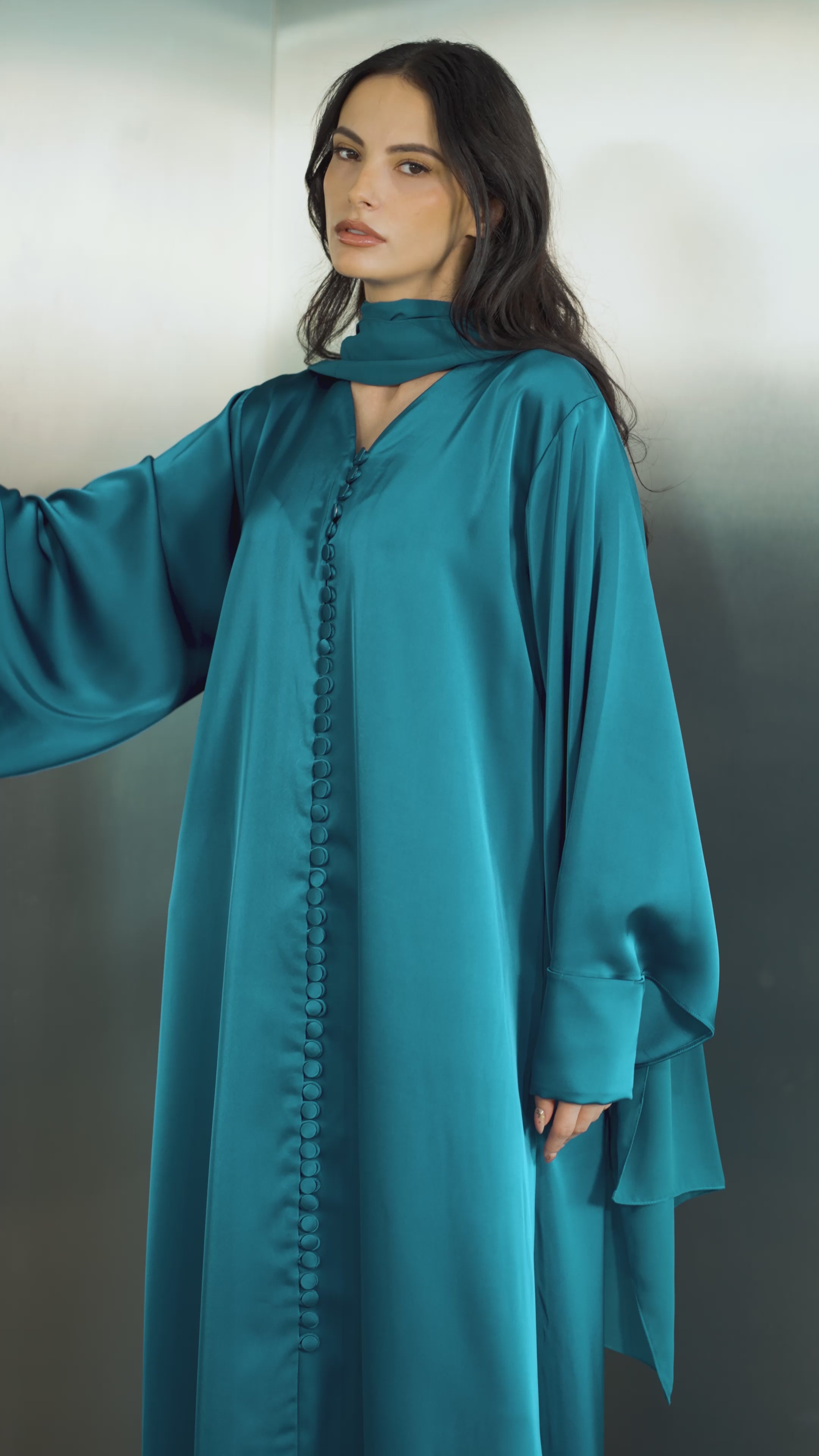 The Muse Abaya Dress  – Petrol